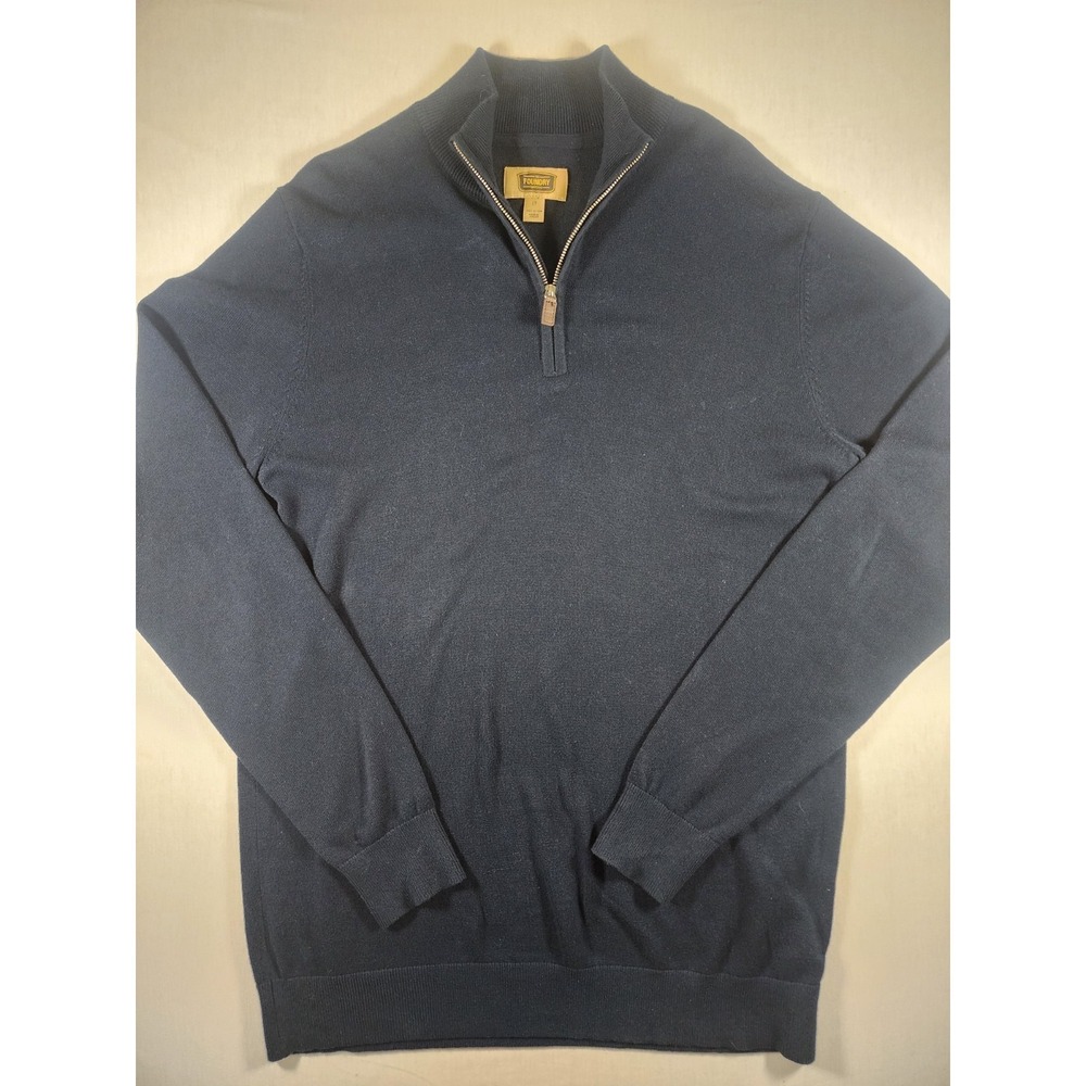 The Foundry Supply Co Mens Navy Blue 1/4 Zip Cotton Sweater LT Large Tall